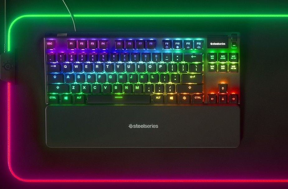 SteelSeries Apex Pro TKL is a gaming keyboard that is without a numpad.  Smoother and takes up less space than a full-size keyboard but has all the important features.  Best in test of gaming keyboard TKL 2021.